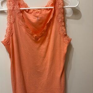 Karen Scott coral Lace Tank Top
